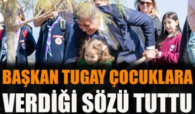 Başkan Tugay, Çocuklarla Fidan Dikti